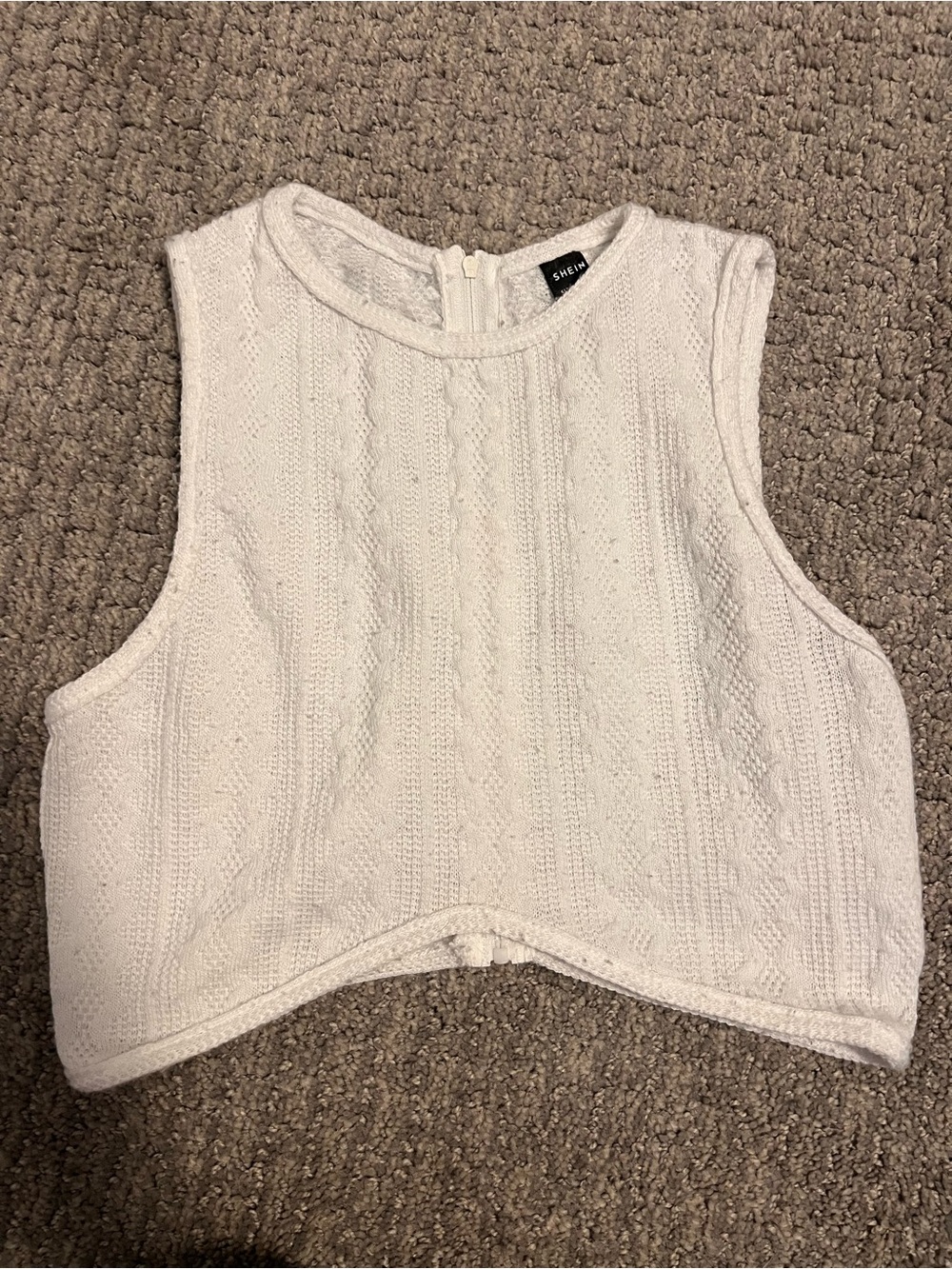 SHEIN White Knit Cropped Sleeveless Tank